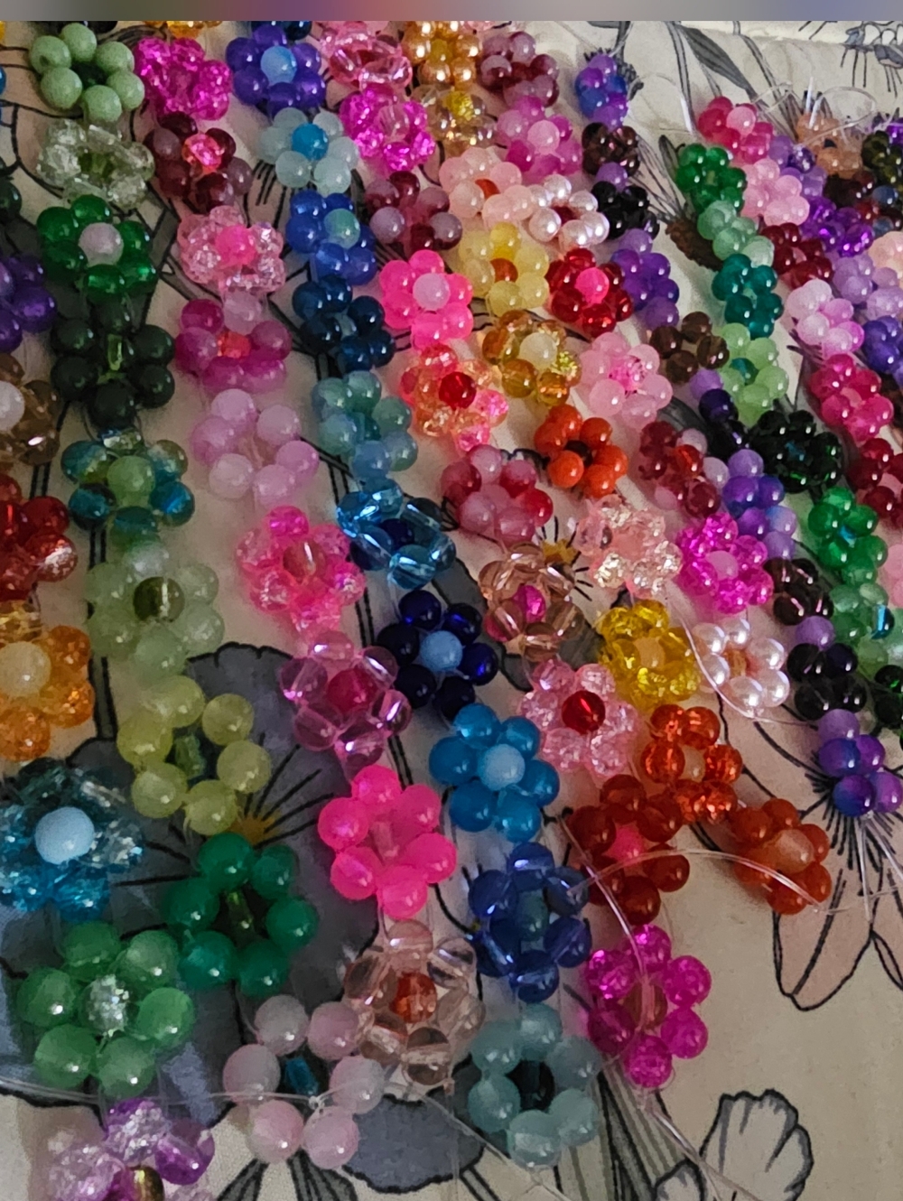 Glass Beads Flower in Multi-Color